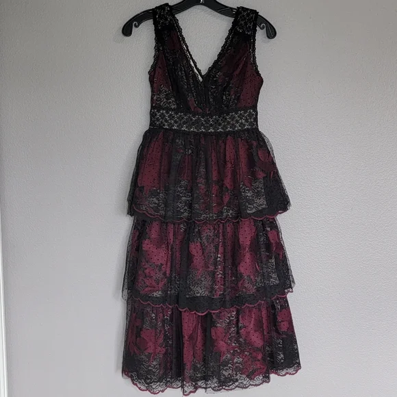 Bhldn Dresses | Bhldn Harcourt Taylor Tiered Lace Tulle Dress/Size 0 | Color: Black | Size: 0 | C6116's Closet